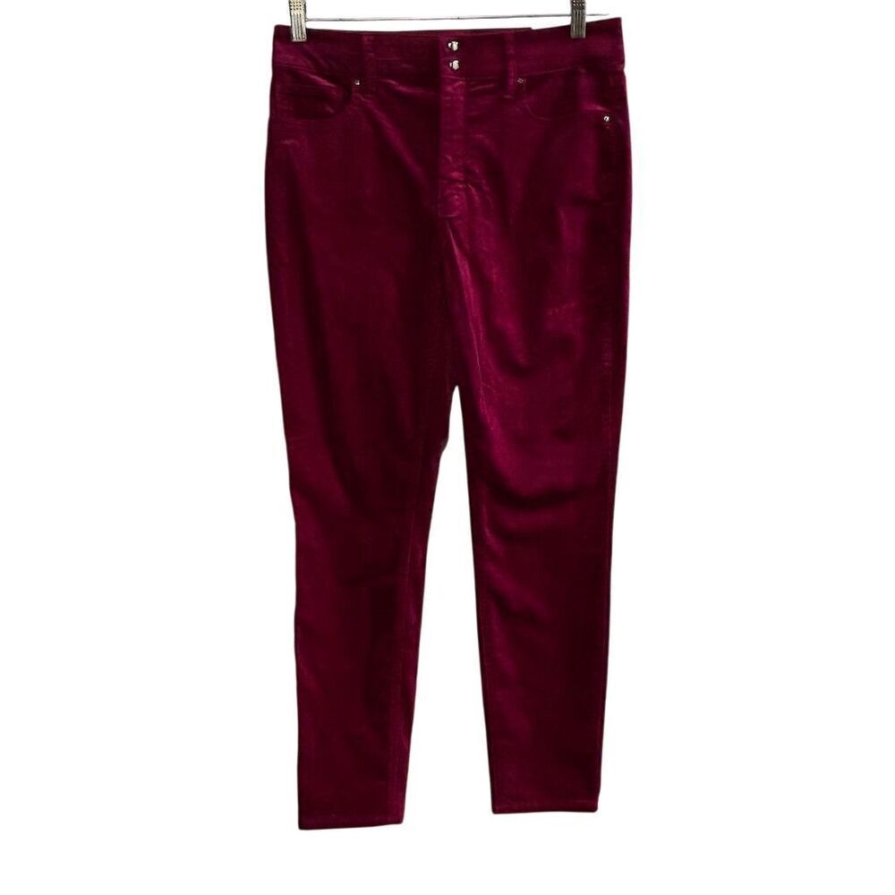 White House Black Market Women's Pink Velvet Skinny Ankle Pants Size 8